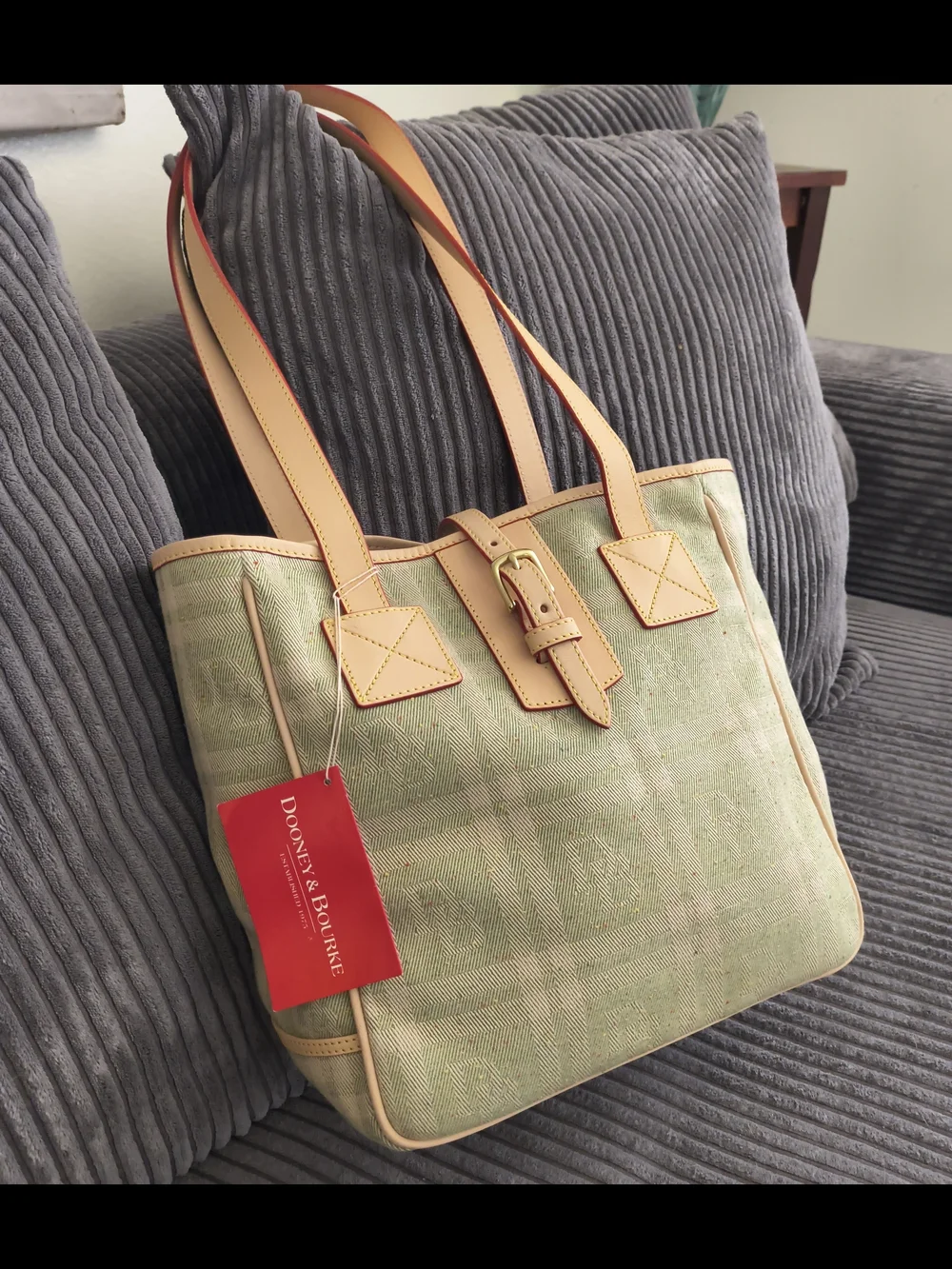 New/Vintage Y2K Dooney & Bourke Green Plaid Leather Signature DB Bucket Bag Tote